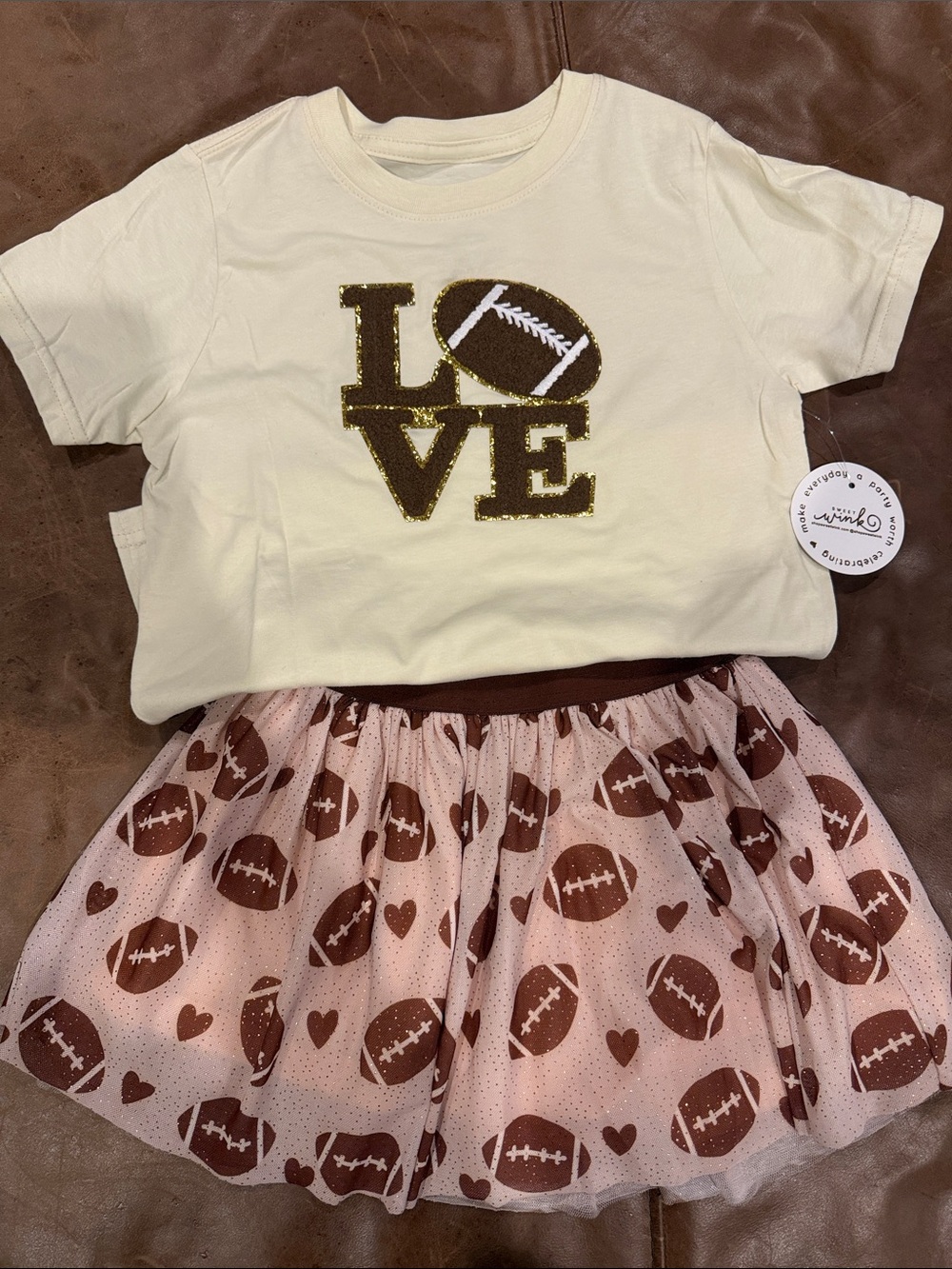 Girls Tulle Football skirt with matching t-shirt